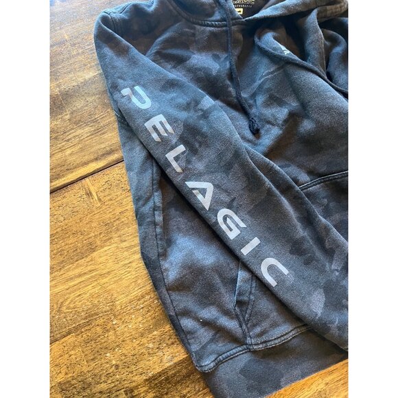 Pelagic Grey & Black Camo Long Sleeve Youth Hoodie Size Medium - Picture 6 of 9